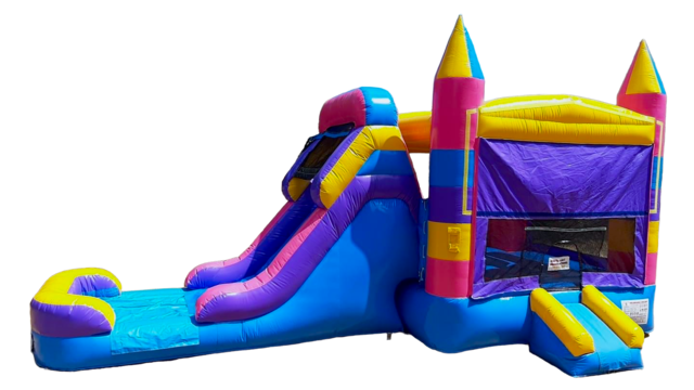 Girly Pink and Purple Bounce House With Slide 