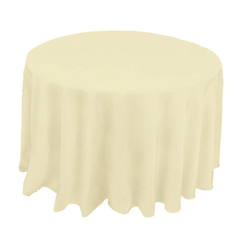 120 Inch Ivory Polyester Round Tablecloth