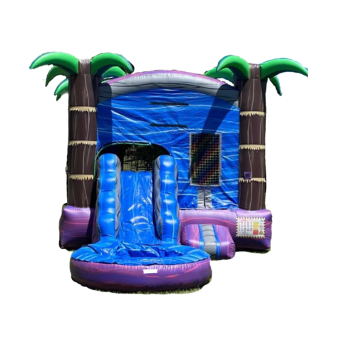 Tropical Wet Mini Bounce House With Slide