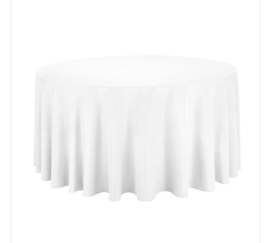 120 Inch White Polyester Round Table Cloth 