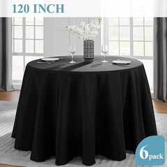 120 Inch Black Polyester Round Tablecloth