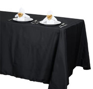 90" x 156" black polyester tablecloth