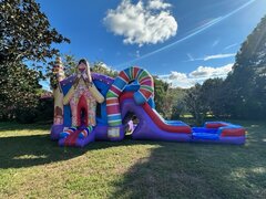 Candy Land Bounce House With Wet Double Slide and Pool 