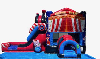Circus Train Bounce House With Slide 