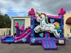 Wet Unicorn Bounce House WIth Slide