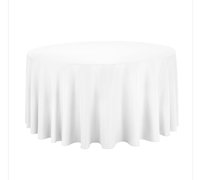 120 Inch White Polyester Round Table Cloth 