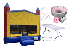 Castle Bounce House with 6ft Table, 8 Chairs, & Cotton Candy Machine
