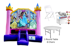 Princess Bounce House with Round Table 8 Chairs and Snow Cone Machine