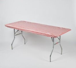 Red and White Checked Plastic Table Cover
