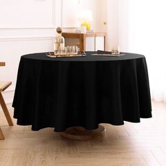 Black 132 inch Round Polyester Tablecloth