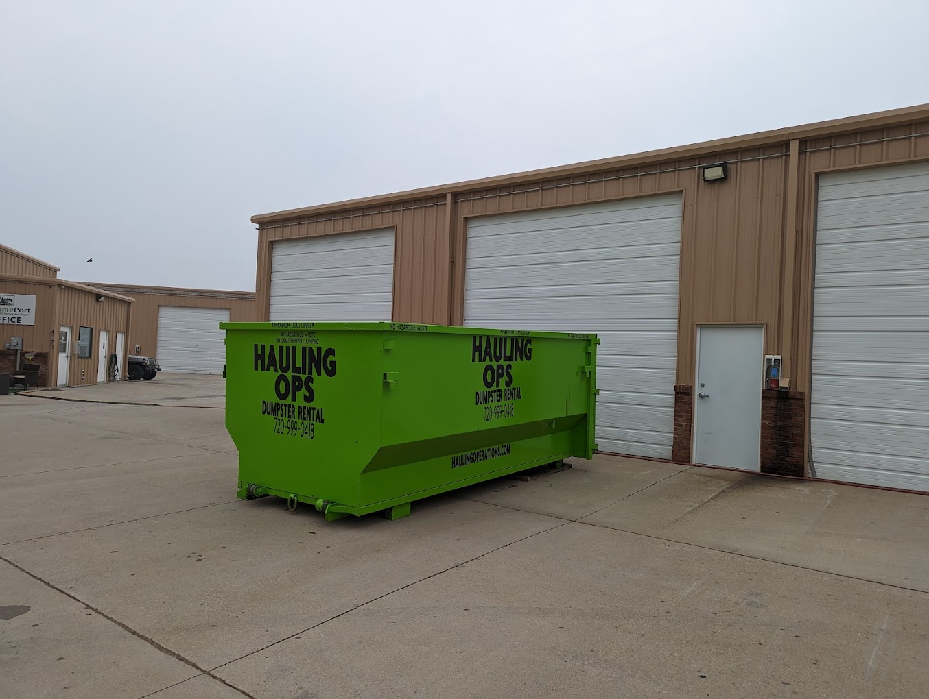 industrial dumpster rental at hauling ops