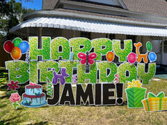 Happy Birthday Yard Card with Flair - Green Shimmer