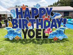Happy Birthday Yard Card with Themed Flair