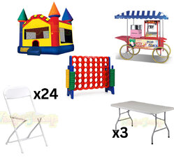<span style='color: red;'>BUILD-YOUR-OWN<br></span><span style='color: black;'>DELUXE BOUNCE HOUSE PACKAGE</span>