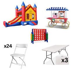 <span style='color: red;'>BUILD-YOUR-OWN<br></span>
<span style='color: black;'>DELUXE BOUNCE HOUSE COMBO PACKAGE</span>