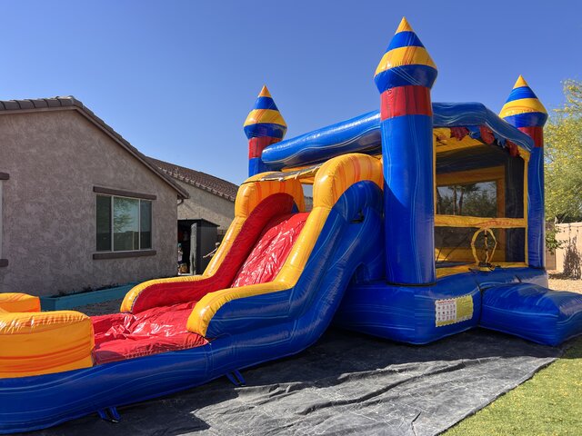 Sunset Marble Bounce House With Waterslide