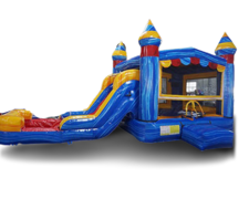 Blue/Yellow Marble Bounce House Waterslide Combo