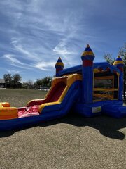 Blue/Yellow Marble Bounce House Slide Combo - DRY