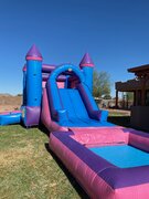 Blue Pink Bounce House Waterslide Combo