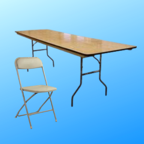 6 ft Table & 6 Tan Chairs Bundle 