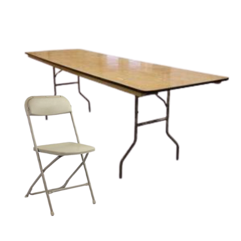 6 ft Table & 6 Tan Chairs Bundle 