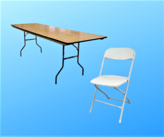 6 ft Table & 6 White Chairs Bundle 