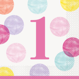 1st Birthday Pink Dots Lunch Napkins
