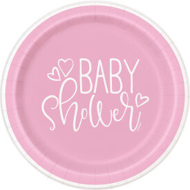 Pink Hearts Baby Shower Plates- 7