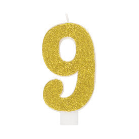 Glitter Candle- Number 9