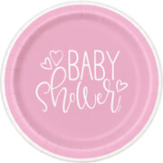 Pink Hearts Baby Shower Plates- 9