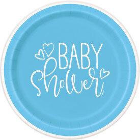 Blue Hearts Baby Shower Plates- 7