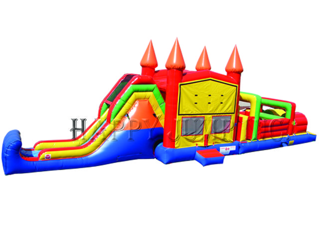 Rainbow Combo Water Slide with Obstacle Course