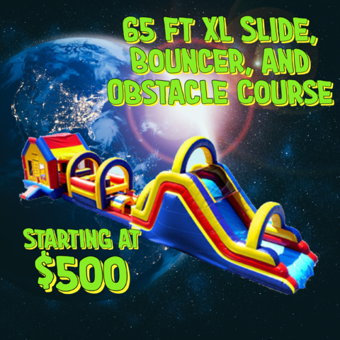 65 ft. Extreme XL Slide with Bouncer and Obstacle Course