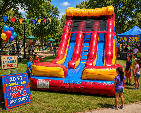 20 FT Double Lane Ruby Falls Dry Slide