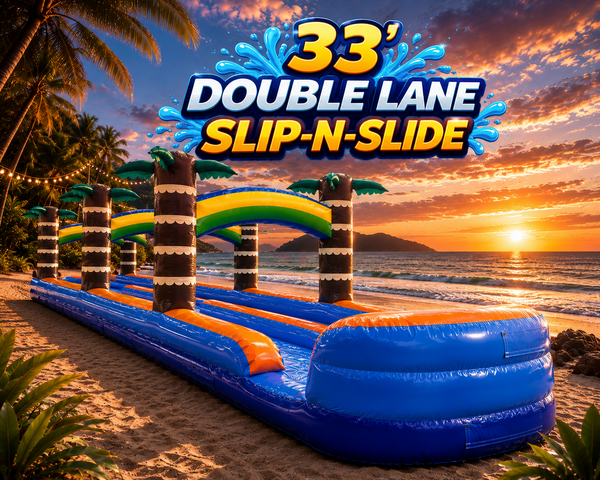33′ Double Lane Slip-N-Slide with splash pool