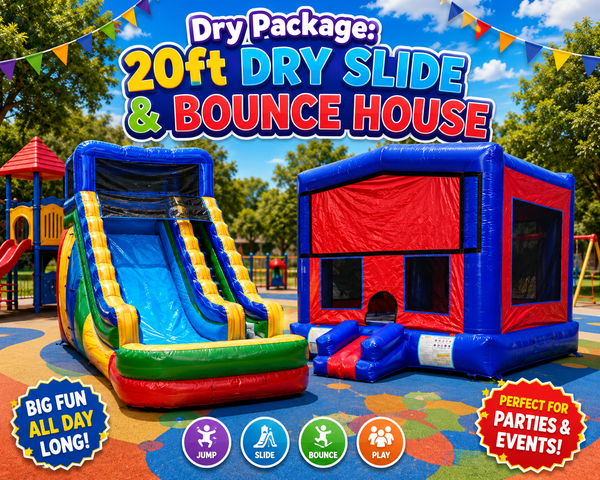 Dry Package: 20ft Splash Dry Slide and 15x15 Modular Bounce House