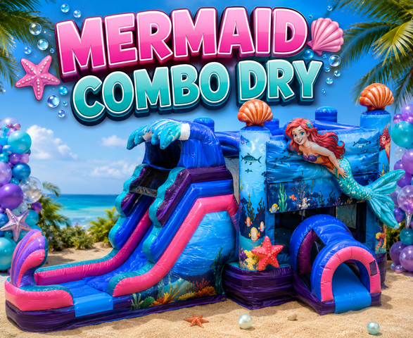 Mermaid Bounce House with Slide Dry Combo