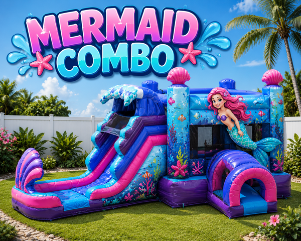 Mermaid Bounce House Water Slide Combo