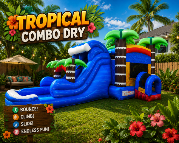 Tropical Bounce House and Dual Slide Combo
