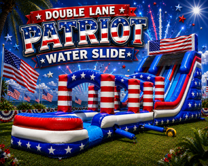 24 Foot Tall Double Lane Patriot Water Slide With 30 FT. Slip-n-Slide