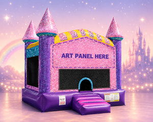 Dazzling Castle Bounce House / With Basketball Goal