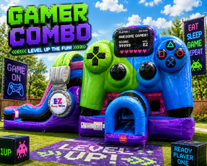 Gamer On Bounce House Combo With Double Lane Slide