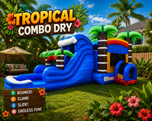 Tropical Bounce House and Dual Slide Combo