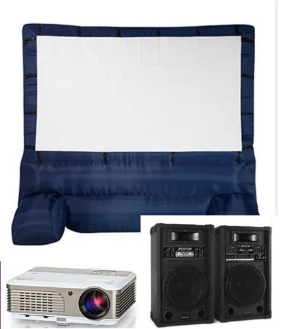 Movie Screen, Projector, & Sound System