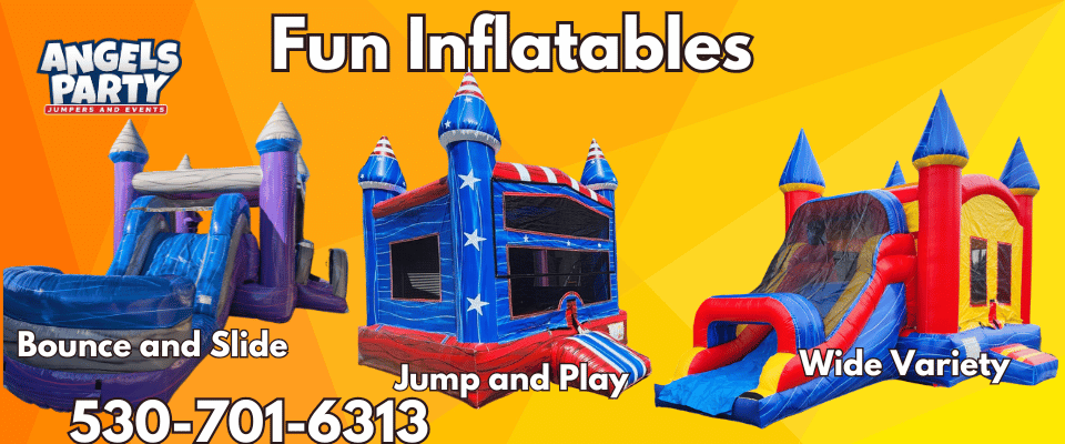 We have the perfect bounce house, combo bounce and slide, or obstcle course for your next event in Yuba City, Ca