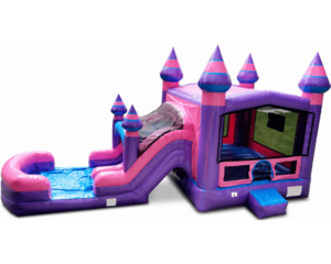 Pink Dual Lane Bounce and Water Slide  Splash Landing