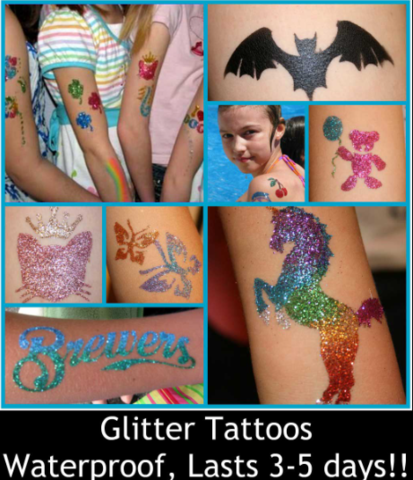 JuiliaArts long-lasting Glitter Tattoos suitable for all ages, parties and  performers