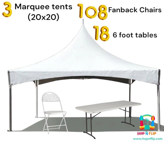 tents, tables and chairs package (Gold package )