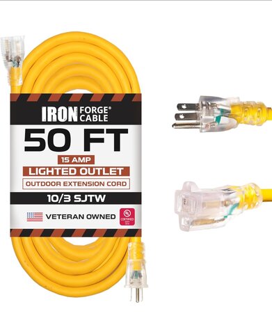 50 ft. 10/3 heavy duty extension cord