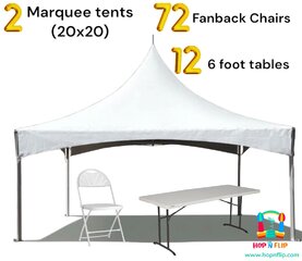 tents, tables and chairs package (bronze package )